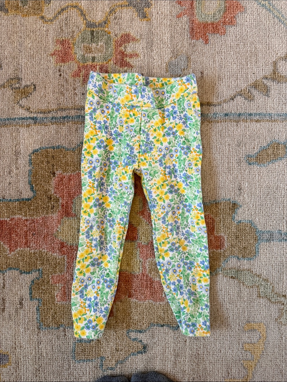 Floral Print Leggings with Yellow & Green Flowers